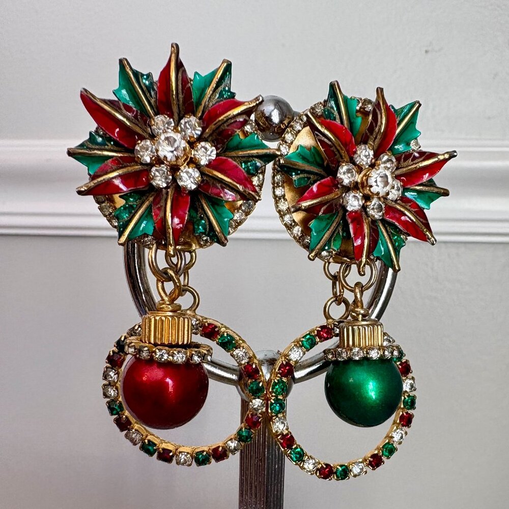 Lunch at The Ritz 90's "Poinsettia Loops" RARE Vintage Earrings